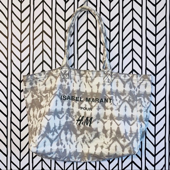 Isabel Marant Pour H&M Sustainable Fashion Reusable Large Tie Dye Canvas Tote - Picture 3 of 6